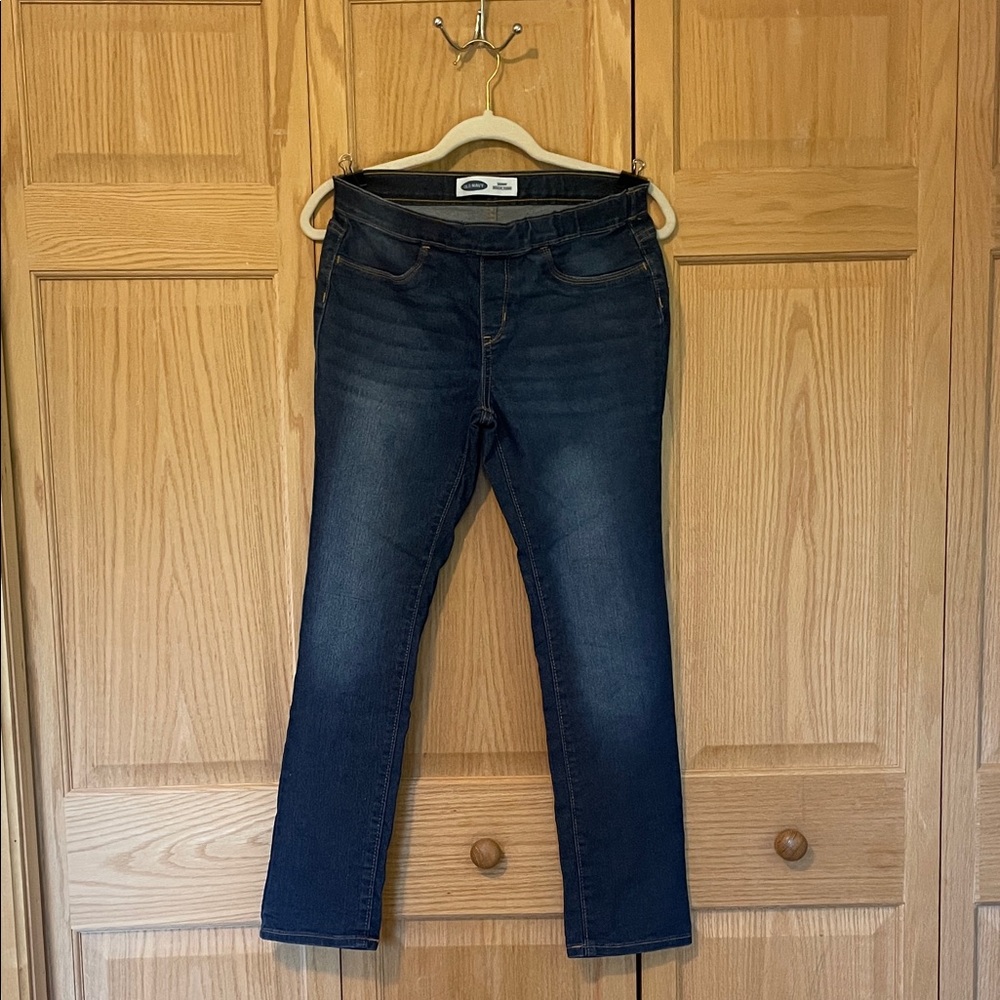 Old Navy Girls Dark Wash Blue Jeans Skinny Pull On Built-in Tough